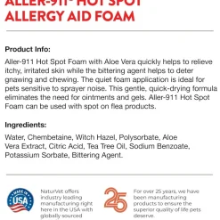 NaturVet Aller-911 Hot Spot Allergy Aid Foam with Aloe Vera for Dogs & Cats, 8-oz