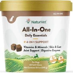 NaturVet All-In-One Daily Esentials Plus 4-in-1 Support for Dogs, 60 soft chews