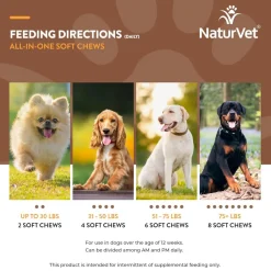 NaturVet All-In-One Daily Esentials Plus 4-in-1 Support for Dogs, 60 soft chews
