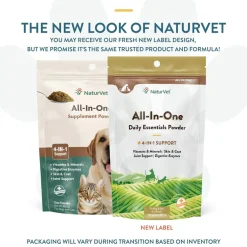 NaturVet All-In-One Daily Essentials Powder Plus 4-in-1 Support for Dogs & Cats, 13-oz