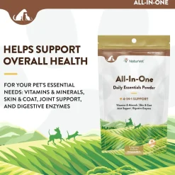 NaturVet All-In-One Daily Essentials Powder Plus 4-in-1 Support for Dogs & Cats, 13-oz