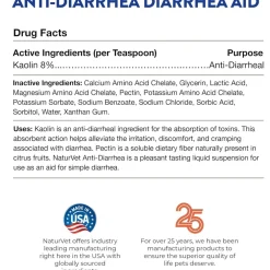 NaturVet Anti-Diarrhea Liquid Diarrhea Aid with Kaolin For Dogs Cats, 8-oz