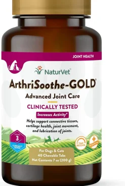 NaturVet ArthriSoothe-Gold Advance Level 3 Joint Care Chewable Tablets for Dogs & Cats