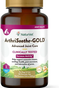 NaturVet ArthriSoothe-Gold Advance Level 3 Joint Care Chewable Tablets for Dogs & Cats