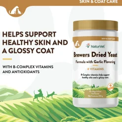 NaturVet Brewer's Dried Yeast Formula with Garlic Flavoring Plus Vitamins for Dogs & Cats, 1-lb
