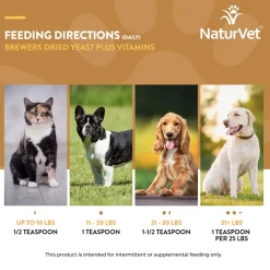 NaturVet Brewer's Dried Yeast Formula with Garlic Flavoring Plus Vitamins for Dogs & Cats, 1-lb