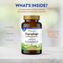 NaturVet Coprophagia Stool Eating Deterrent Plus Breath Aid Chewable Tablets for Dogs, 60 count