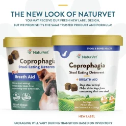 NaturVet Coprophagia Stool Eating Deterrent Plus Breath Aid Soft Chews for Dogs, 70 count