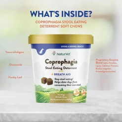 NaturVet Coprophagia Stool Eating Deterrent Plus Breath Aid Soft Chews for Dogs, 70 count