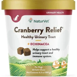 NaturVet Cranberry Relief Plus Echinacea Soft Chew Urinary Supplement for Dogs, 60 count