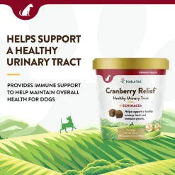 NaturVet Cranberry Relief Plus Echinacea Soft Chew Urinary Supplement for Dogs, 60 count