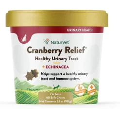 NaturVet Cranberry Relief Plus Echinacea Soft Chew Urinary Supplement for Cats, 60 count