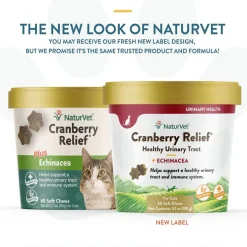 NaturVet Cranberry Relief Plus Echinacea Soft Chew Urinary Supplement for Cats, 60 count
