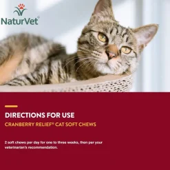 NaturVet Cranberry Relief Plus Echinacea Soft Chew Urinary Supplement for Cats, 60 count