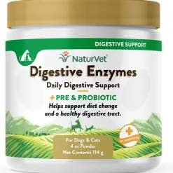 NaturVet Digestive Enzymes Powder Daily Digestive Support Plus Pre & Probiotic for Dogs & Cats, 4-oz