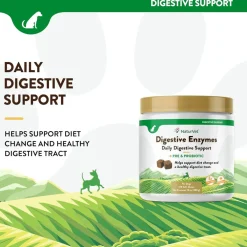 NaturVet Digestive Enzymes Soft Chews Daily Digestive Support Plus Pre & Probiotic for Dogs, 120 count