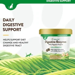 NaturVet Digestive Enzymes Soft Chews Daily Digestive Support with Pre & Probiotic for Cats, 60 count