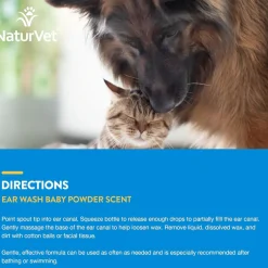 NaturVet Ear Wash Bay Powder Scent + Tea Tree Oil for Dogs & Cats, 4-oz