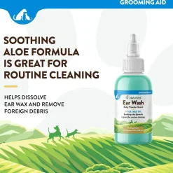 NaturVet Ear Wash Bay Powder Scent + Tea Tree Oil for Dogs & Cats, 4-oz