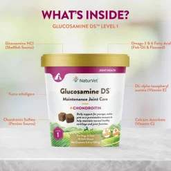 NaturVet Glucosamine DS Level 1 Soft Chews with Chondroitin for Dogs & Cats, 70 count