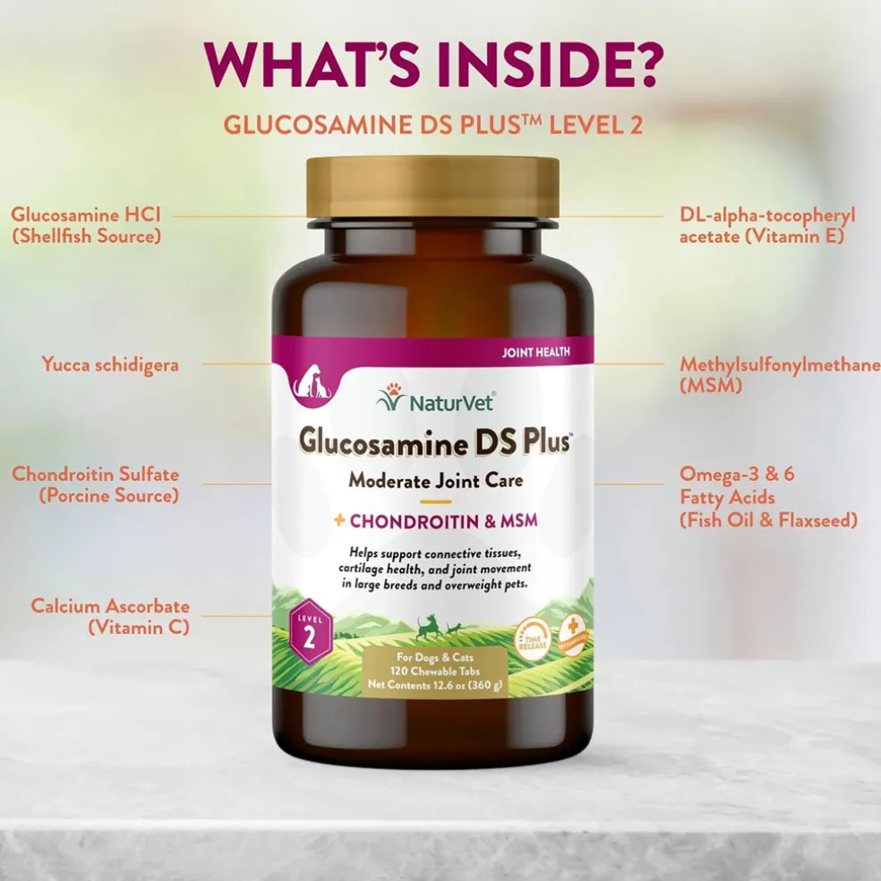 NaturVet Glucosamine DS Plus Level 2 Chewable Tablets with Chondroitin & MSM for Dogs & Cats