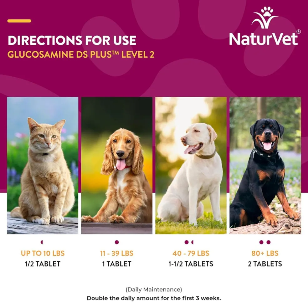 NaturVet Glucosamine DS Plus Level 2 Chewable Tablets with Chondroitin & MSM for Dogs & Cats
