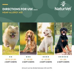 NaturVet Hemp Allergy Aid Hemp Seed Soft Chew for Dogs, 60 count