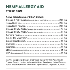 NaturVet Hemp Allergy Aid Hemp Seed Soft Chew for Dogs, 60 count