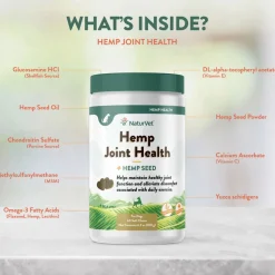 NaturVet Hemp Joint Health Plus Hemp Seed Soft Chews for Dogs, 60 count