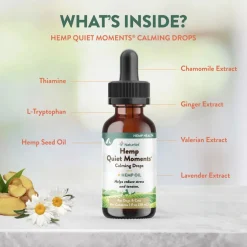 NaturVet Hemp Quiet Moments Calming Drops Hemp Oil for Dogs & Cats, 1-oz