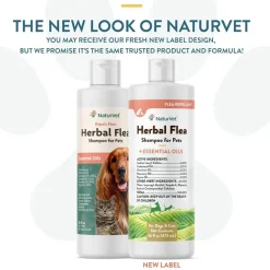 NaturVet Herbal Flea Shampo for Pets Plus Essential Oils for Dogs & Cats, 16-oz
