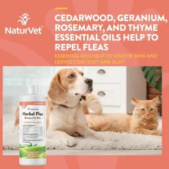 NaturVet Herbal Flea Shampo for Pets Plus Essential Oils for Dogs & Cats, 16-oz