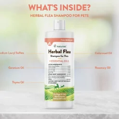 NaturVet Herbal Flea Shampo for Pets Plus Essential Oils for Dogs & Cats, 16-oz