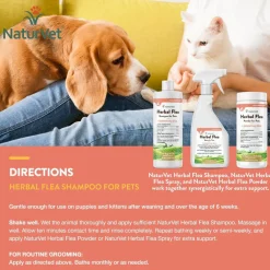 NaturVet Herbal Flea Shampo for Pets Plus Essential Oils for Dogs & Cats, 16-oz