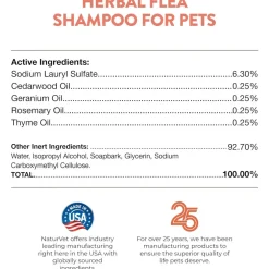NaturVet Herbal Flea Shampo for Pets Plus Essential Oils for Dogs & Cats, 16-oz