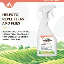 NaturVet Herbal Flea Spray for Pets with Essential Oils for Dogs & Cats, 16-oz