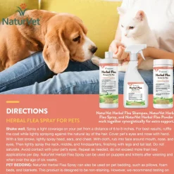 NaturVet Herbal Flea Spray for Pets with Essential Oils for Dogs & Cats, 16-oz