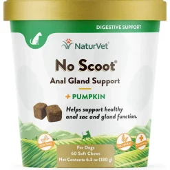 NaturVet No Scoot Soft Chews Anal Gland Support with Pumpkin for Dogs, 60 count