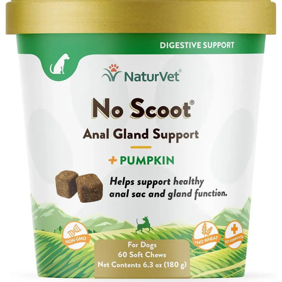 NaturVet No Scoot Soft Chews Anal Gland Support with Pumpkin for Dogs, 60 count