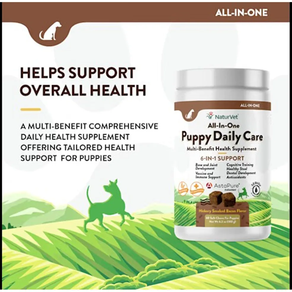 NaturVet Puppy Daily Care Multi-Benefit 6-in-1 Support For Puppies (60 Soft Chews)