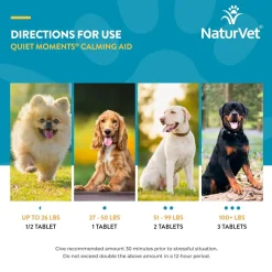 NaturVet Quiet Moments Calming Aid Plus Melatonin for Dogs, 30 chewable tablets