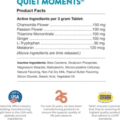 NaturVet Quiet Moments Calming Aid Plus Melatonin for Dogs, 30 chewable tablets