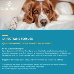 NaturVet Quiet Moments Herbal Calming Room Spray for Dogs, 8-oz