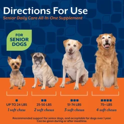 NaturVet Senior Daily Care Multi-Benefit 8-in-1 Support For Dogs (60 Soft Chews)