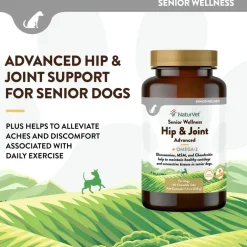 NaturVet Senior Wellness Hip & Joint Chewable Tablets Advanced Plus Omega-3 for Dogs, 40 count