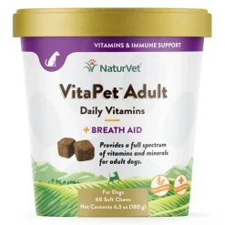 NaturVet VitaPet Adult Daily Vitamins Plus Breath Aid Soft Chews for Dogs, 60 count