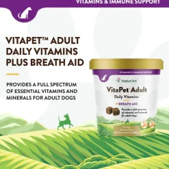 NaturVet VitaPet Adult Daily Vitamins Plus Breath Aid Soft Chews for Dogs, 60 count