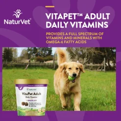 NaturVet VitaPet Adult Daily Vitamins Plus Breath Aid Soft Chews for Dogs, 60 count