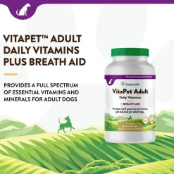 NaturVet VitaPet Adult Plus Breath Aid Chewable Tablets Multivitamin for Dogs