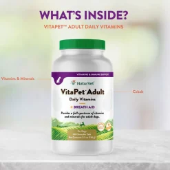 NaturVet VitaPet Adult Plus Breath Aid Chewable Tablets Multivitamin for Dogs
